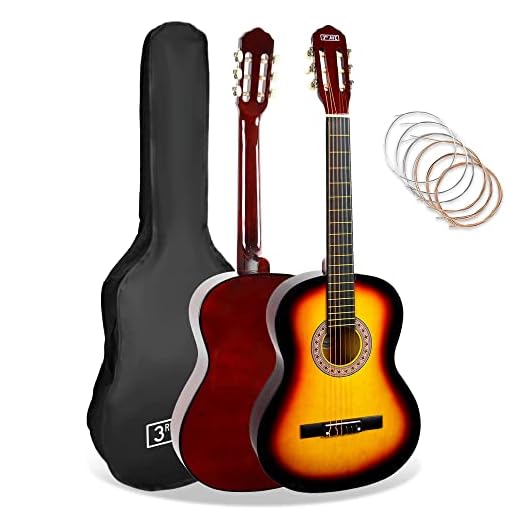 3rd Avenue akustiskt gitarrpaket med spansk gitarr (3/4-storlek) med väska, strängar och stämapparat – sunburst