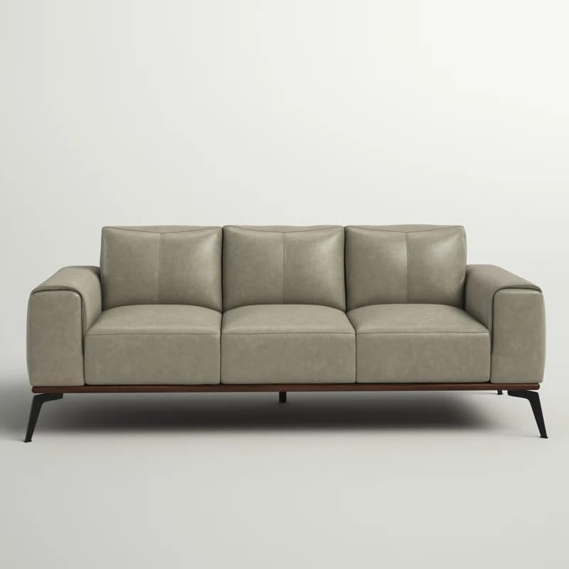 Image of LEGACY OF COMFORT Conley 58'' Leather Loveseat 2 Seater Sofa Two Seater Lounger for Living Room Offices Hotels (Ash Green, Three Seater)