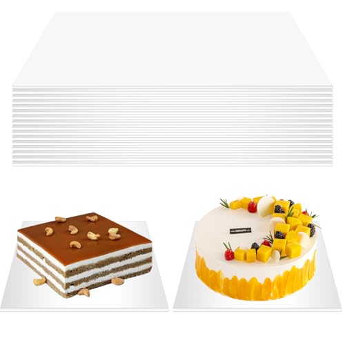 meiqidi 16 Pcs Half Sheet Rectangle Cake Drum Board, Greaseproof Rectangle Cake Boards Foil Corrugated Single Wall Pad for Desserts Display (10 x 14 Inch,White)