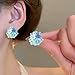 Fashion Beaded Flower Clip On Earrings For Women, Cute Lovely Acrylic Flower Earrings No piercing Earrings(Blue)