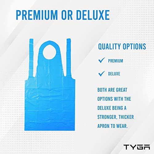 TYGA Store | Polythene Aprons - 1000 Disposable Apron Adults Men And Women - Throw Away Plastic Virus Protection - Medical Grade PPE Gowns Perfect For Hairdressing (Blue) (5 Rolls of 200)