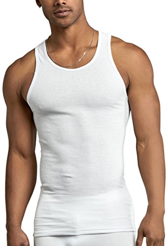 Tobeinstyle 6 Men's Pack 100% Preshrunk Cotton Sleeveless Lightweight White Under Tanks - White - Xl #TOP5