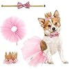 Zhenp 3 Stück Hochzeitskleid für Hunde, Tutu Rock für Hunde, Hunde Prinzessin Kronen Set, Haustier Tutu Krone, Hundegeburtstag Anzug, Hunde Tutu Rock Set, mit Krone, Rock, Kragen, für kleines Haustier