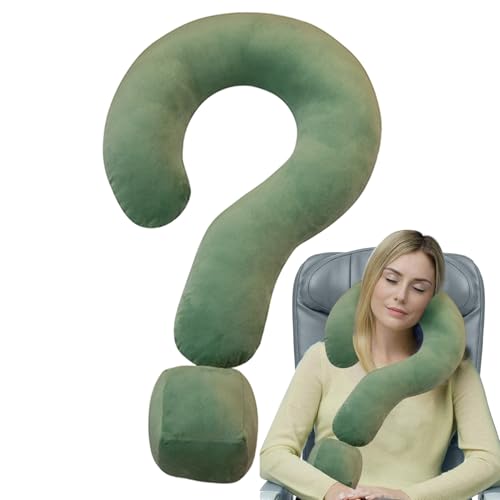 Almohada de cuello de viaje, almohada de contorno de signo de interrogación grande de 21.65 pulgadas, soporte multifuncional para cuello y cabeza, manta para dormir o tomar siestas