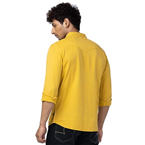 Image of Spykar Men's Slim Fit N /A Full Sleeve Solid Casual Shirts
