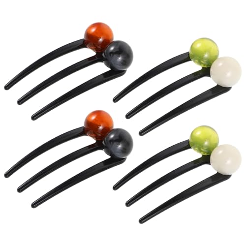 OATIPHO 4pcs U Shaped French Hair Pin Combs with Green