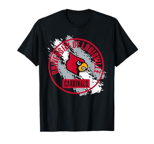 Elite Authentics Louisville Cardinals Retro Paint Black Officially Licensed T-Shirt