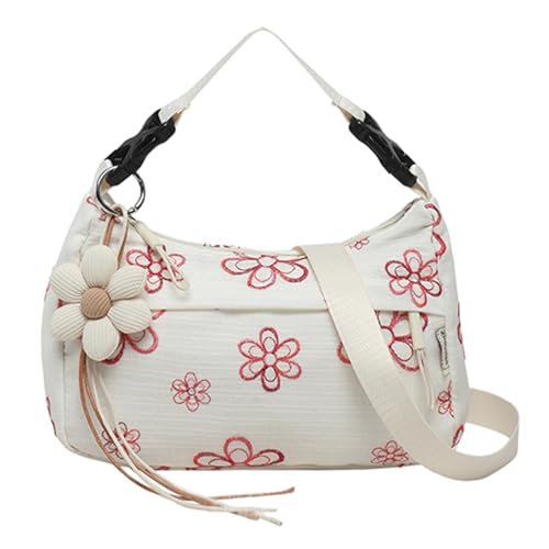 Bolso de hombro con diseño floral de media luna para mujer, con correa ajustable, bolso estilo hobo informal para el trabajo, compras, viajes y regalo, e, Informal