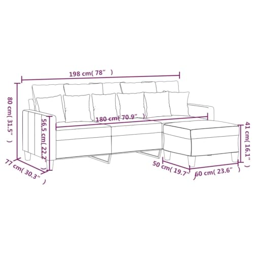 KLYEON 3-Sitzer-Sofa mit Hocker Hellgrau 180 cm Stoff,Modernes 3er Sofa mit Hocker Gemütlicher Sitzkomfort für Entspannung und Unterhaltung Wohnzimmer, Sofas – Bild 3