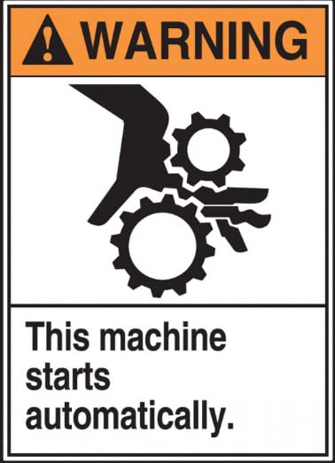 Safety Sign Sticker | Warning - This Machine Starts automaticaly Sign, PVC Waterproof Sticker