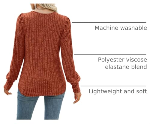 Image of MIHOLL Women's Puff Long Sleeve Shirts Casual Knit Blouses Crew Neck Elegant Tunic Tops