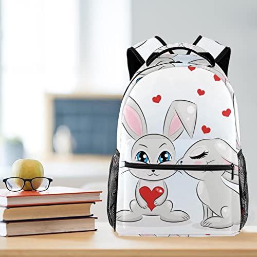 Sac à dos femme à deux lapins mignons de grande capacité