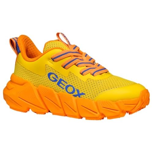 Geox J FLEXYPER Fast Boy, Zapatillas, Yellow/Orange, 39 EU