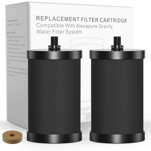 Alexapure 2387 Pro Water Filter Replacement 3-Stage Filtration Reduces Chlorine & Sediment Up to 5000 Gallons Long Lifespan Fits Pure Well Water Filter System Upgraded Version Black (2 Pack)