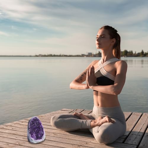 Geoda de amatista natural de 300-400g como piedra de energía para decorar tu casa 3