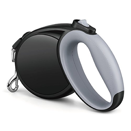 Flexzion Retractable Dog Leash for Small, Medium, Big Breed, Large Dogs, Cats - 23ft Heavy Duty Tangle-Free Chew Proof Extra Long Pet Walking Extendable Lead W Lock Button, Night Safety Black