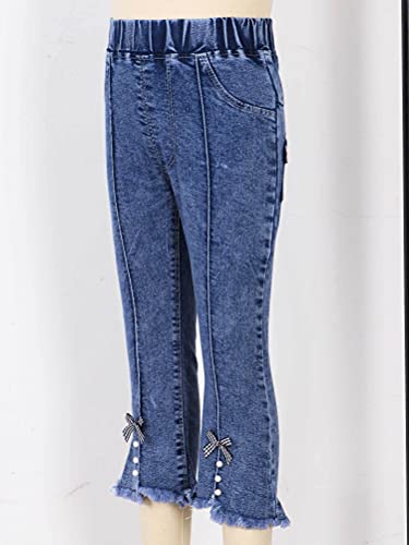Aislor Little Big Girls Embroidery Denim Flared Trousers Skinny Denim Leggings Pants Elastic Waist Jeans Bell Bottoms4