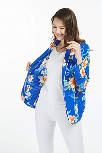 Image of Matchable Family Hawaiian Luau Men Women Girl Boy Clothes in Hibiscus Blue