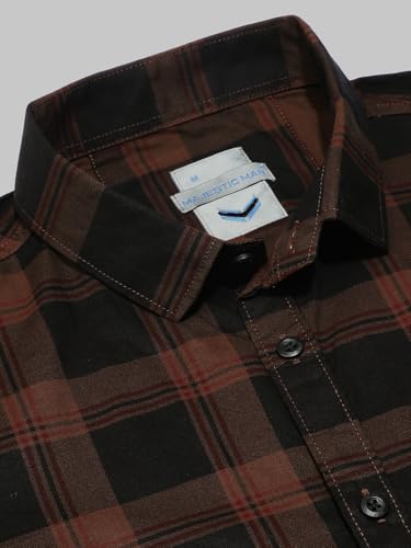 Image of Majestic Man Comfort Cotton Slim Fit Checked Casual Shirt for Men