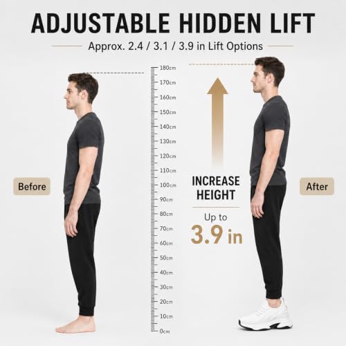 Image of Height Increasing Sneakers for Men and Women, Adjustable 2.4-4.0 in Hidden Lift Walking Shoes, Lightweight Breathable Mesh Elevator Sneakers