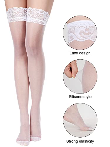 Image of Boao Women Thigh High Stockings Anti-skid Silicone Lace Stockings Silk Stocking Tights for Women and Girls Supplies