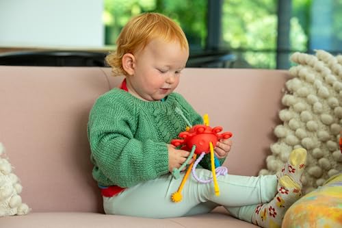 tickit Silisoft Zip Pull Sensory Toy with Colourful Ridged Silicone Tentacles and Popping Buttons for Sensory Play and Early Motor Skill Development,Rainbow - Image 4