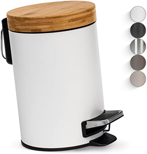 Kazai. 5L Designer Bathroom Bin | Superior Bamboo | Soft Closing | Anti-Finger | Black