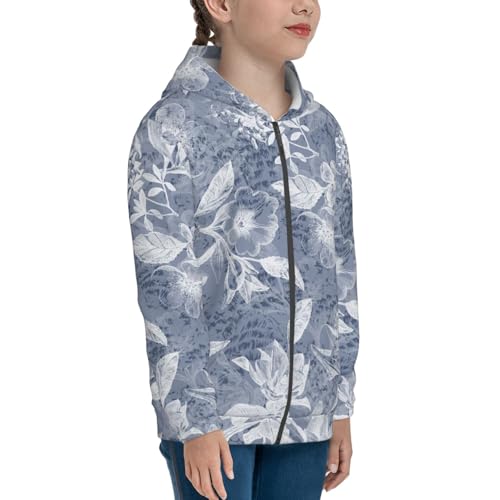 Abstract Beautiful Flower Kids Pullover Hoodies Boys Zip Up Sweatshirts Girls Athletic Clothes with Pocket4