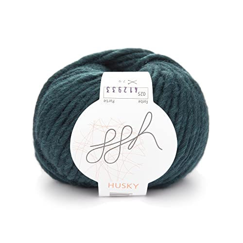 ggh Husky | Schurwolle Mischung | 50g Wolle zum Stricken oder Häkeln | Dicke Wolle | Farbe 025 - Tiefes Blaugrün ggh Husky | Schurwolle Mischung | 50g Wolle zum Stricken oder Häkeln | Dicke Wolle | Farbe 025 - Tiefes Blaugrün