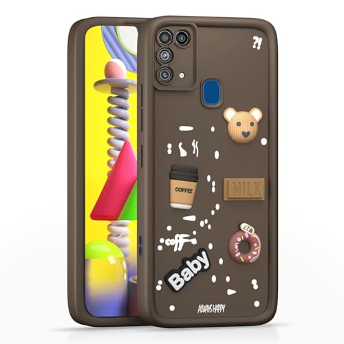 Image of Bintage Ball Bear| Donut| Milk Cake| Baby| Coffee Rubber Case Full Body & Camera Protection Back Cover Compatible for Samsung Galaxy F41 4G - Brown