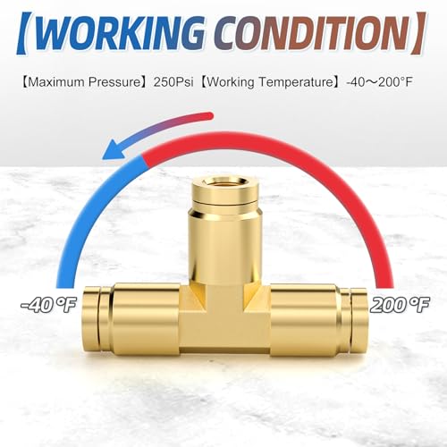 Image of TAILONZ PNEUMATIC 5PCS 1 /4 inch Tube OD DOT Tee Out Pipe Air Fittings, Push to Connect Fittings Air Brake Pipe Fittings for Cars, Trucks, Air Brake Systems, Etc.