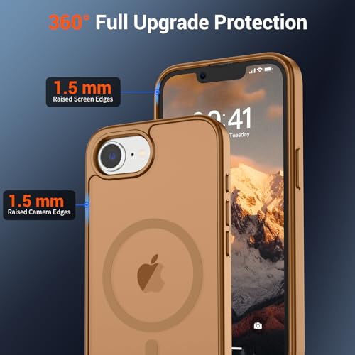 Image of SUPFINE Magnetic for iPhone 17e Case /iPhone 16e Case (Compatible with MagSafe)(Military Grade Drop Protection) Slim Translucent Matte Shockproof with Anti-Fingerprint Phone Case,Brown