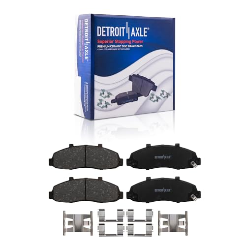 Image of Detroit Axle - 4WD Front Wheel Bearing Hubs Brake Kit for 2000-2003 | Ford F-150 Drilled & Slotted Brake Rotors Ceramic Brake Pads Wheel Bearing Hubs Assembly 2001 2002 Replacement