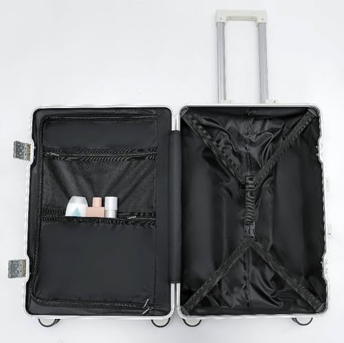 FOXHOLE 24" Upgraded Hard Shell Suitcases Aluminum Frame Luggage with Spinner Wheels Cup Holder and USB Port Blue4