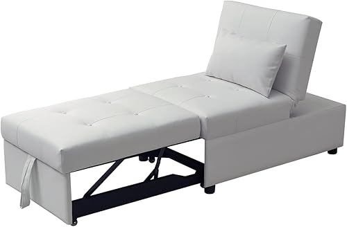 Miniatura 3 de Kings Brand Furniture - Otomana multifuncional, sofá cama, silla convertible, color blanco