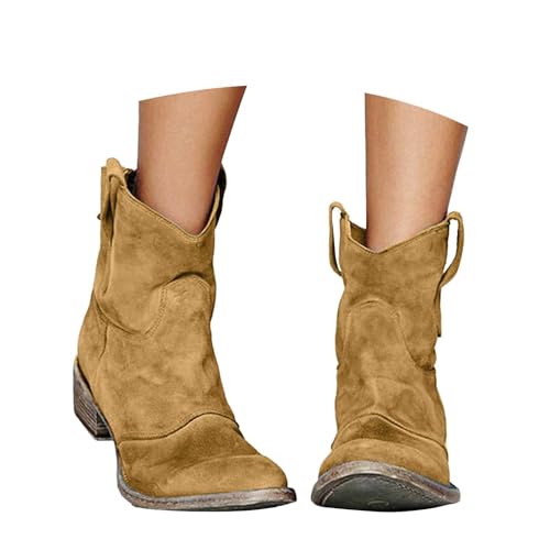 Botas Cowboy De Mujer - Tacon Bajo Piel Botas Camperas Mujer Botines Invierno Caña Ancha Biker De Montar A Caballo Comodas Y Elegantes