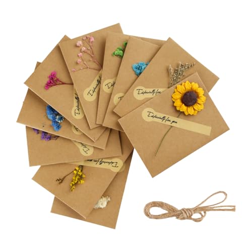 Lotsdonxia 10-Pack Handmade Dried Flower Greeting Cards - Re