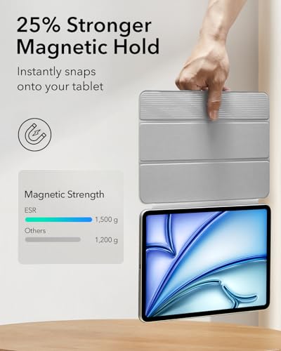 Image of ESR for iPad Air 11 Inch Case M4 /M3 /M2 (2026 /2025 /2024), iPad Air 5th /4th Gen (2022 /2020), Powerful Magnetic Attachment, Slim Trifold Stand Case, Auto Wake /Sleep, Durable Protection, Grey