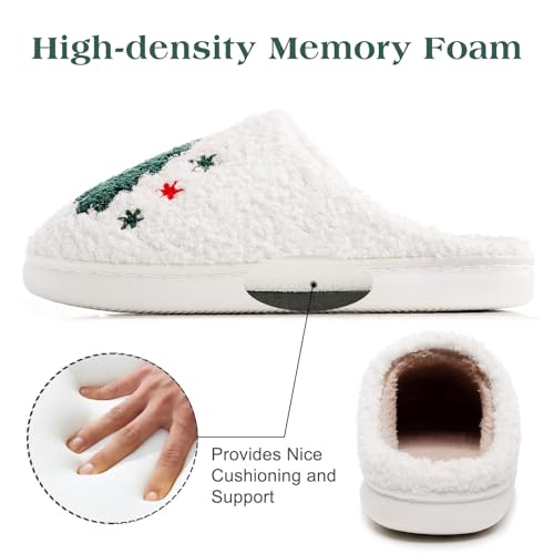 Menore Christmas Reindeer Slippers for Womens Mens Plush Warm Santa Claus Slippers Fuzzy House Slippers Christmas Gifts For Girls Women Girlfriend4