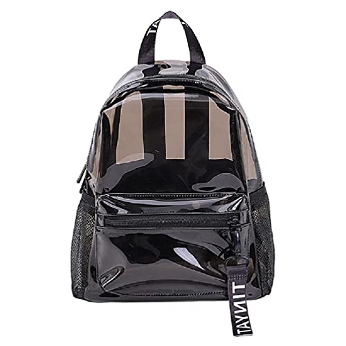 Sac à dos transparent en PVC pour femme - Pour voyage, école, livres, sac à dos pour adolescentes, Noir , taille unique Cover