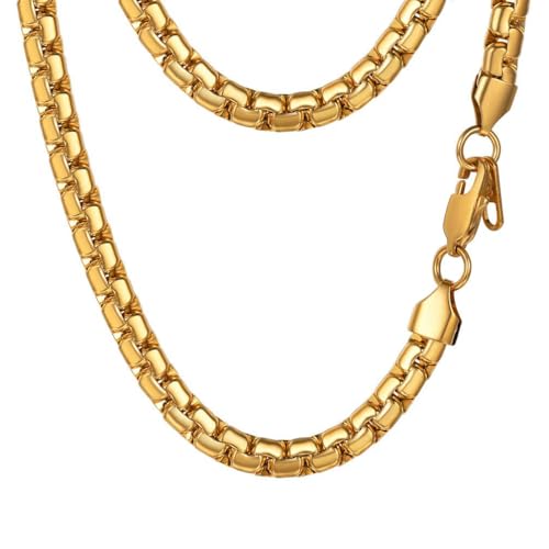 Image of PROSTEEL Stainless Steel Flat Box Link Chain Necklace for Men