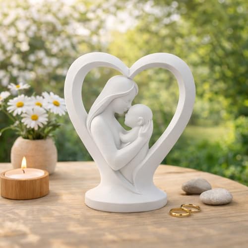 Image of CraftVatika Mother Baby Statue Showpiece Gift, Resin Mother Baby Figurine, motherr Child Statue, Home Decor Items, House Warming Gifts Mother's Day, Baby Shower Gifts for Mom to be