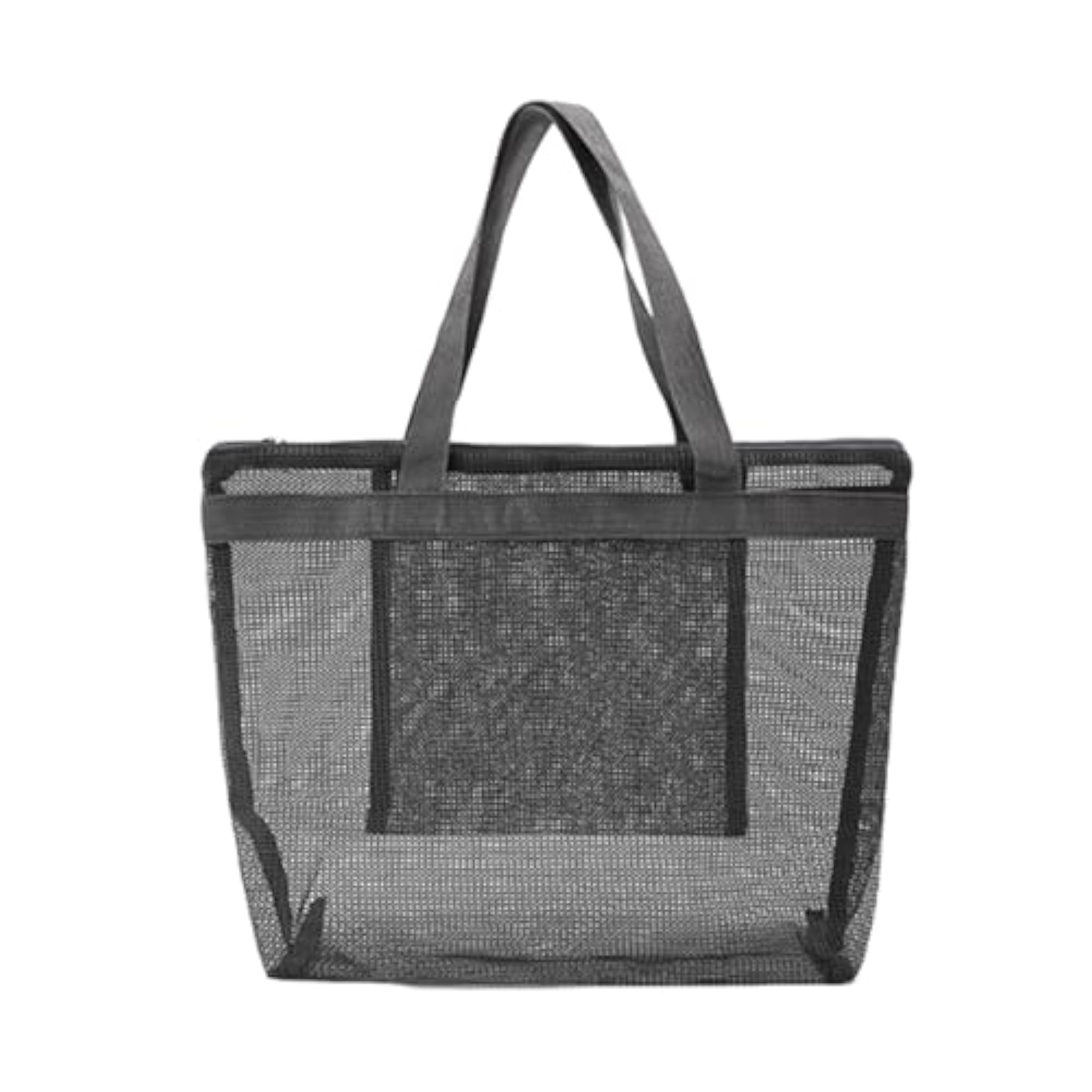 Mesh Beach Bag with Zipper, Large Capacity Gray