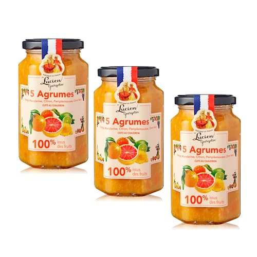 Georgelin | Mermelada de Cítricos 100% Fruta Azúcar | Mermelada de 5 Cítricos Cocida en Caldero de Cobre - 3 x 300 Gr