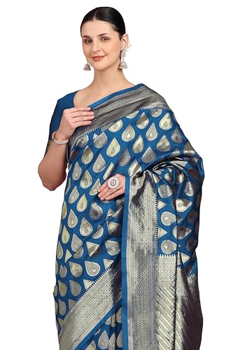 Image of Subham Saree for Woman Silk Cotton Kanjivaram | Soft Daily Wear Golden Zari Sari with Jacquard Blouse Piece