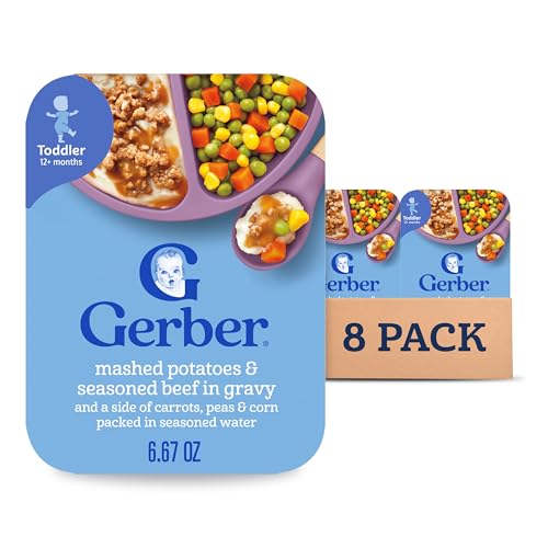 Gerber Toddler Food, Mashed Potatoes & Beef in Gravy, Mealtime for Toddler, 8PK