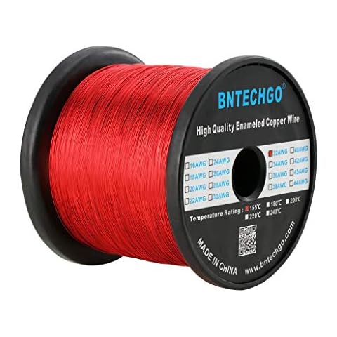 BNTECHGO Magnetdraht, 32 AWG, emaillierter Kupferdraht, emaillierter Magnet-Wickeldraht, 2.3 kg, 0.01 cm Durchmesser, 1 Spule, rot, weit verbreitet für Transformatoren, Induktoren Cover