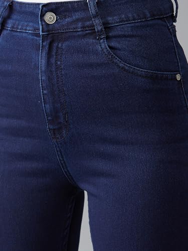 Image of Dolce Crudo Women's Skinny High Rise Bleached Cropped Stretchable Denim Jeans