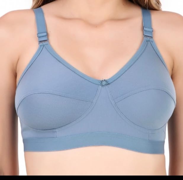 Image of Pack of 2 Women's Pure Cotton Non-Padded Wire-Free Everyday Bra | Full Coverage Seamed Cups with Wide Adjustable Straps | Everyday Comfort