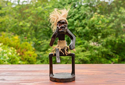 Estatua tribal rústica de madera tallada a mano, 7 pulg miniatura 5